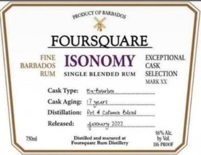 Foursquare Isonomy Exceptional Cask Selection Mark XX 17yo 58% 750ml