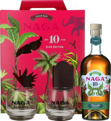 Naga Rum Thailand Siam Edition Giftbox with Two Glasses 10yo 40% 700ml
