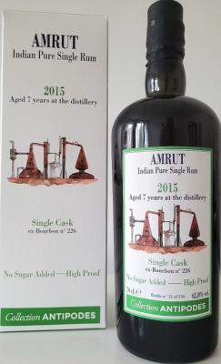 Habitation Velier 2015 Amrut Single Cask ex-Bourbon No.226 Collection Antipodes 7yo 62.8% 700ml