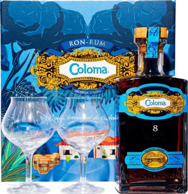Coloma Ron Artesanal de Colombia Giftbox with Glasses 8yo 40% 700ml