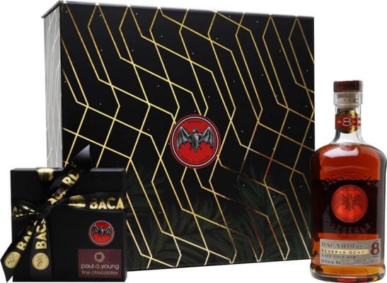 Bacardi 8 Year Old Reserva Ocho Rum Paul A Young Truffles Gift Set 40% 700ml