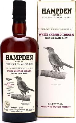 Velier Hampden Estate 2010 White Chinned Thrush LROK Single Cask #489 TEBS Series 10yo 62.5% 750ml