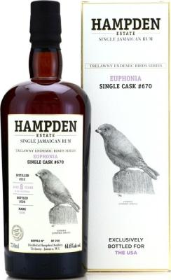 Velier Hampden Estate 2012 Euphonia OWH Single Cask #670 TEBS Series 8yo 61.6% 750ml