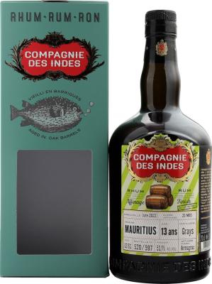 Compagnie Des Indes 2009 Grays Mauritius Bottled for Perola 13yo 53.1% 700ml