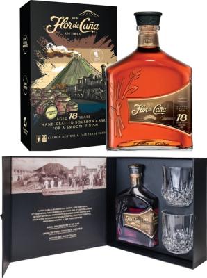 Flor de Cana Giftbox With Glasses 18yo 40% 700ml