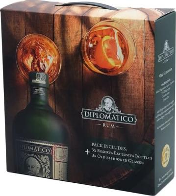 Diplomatico Reserva Exclusiva Giftbox 3 bottles & 3 glasses 40% 2100ml