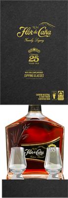 Flor de Cana Giftbox with 2 Glasses 25yo 40% 700ml