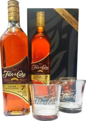 Flor de Cana 7yo Grand Reserva Giftbox With Glasses 40% 750ml