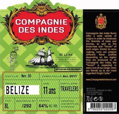 Compagnie des Indes 2005 Belize 11yo 64% 700ml