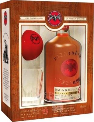 Bacardi 2010 Reserva Ocho Gold Giftbox With Glass 8yo 40% 700ml