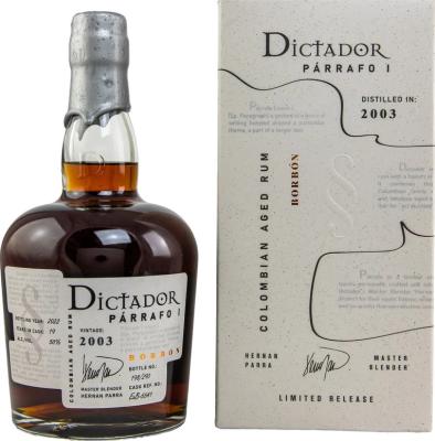 Dictador 2003 Parrafo I Borbon 19yo 50% 700ml