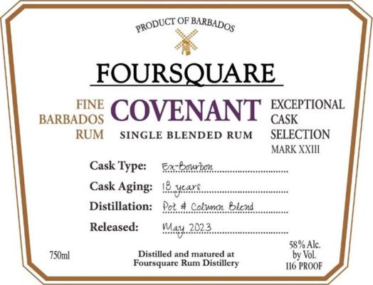 Foursquare Covenant Exceptional Cask Selection Mark XXIII 18yo 58% 700ml