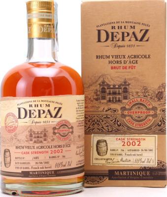 Depaz 2002 Single French Oak Cask No. #706 17yo 61.6% 700ml