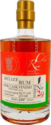 Travellers 2014 Rumclub Private Selection Ed. 29 Belize Rum DOK Cask Finish 7yo 65.7% 500ml