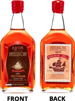 Neisson 2003 Single Cask Fut Unique Kingrum 10th Anniversary 7yo 46.9% 700ml