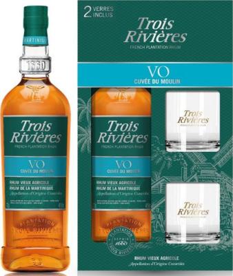 Trois Rivieres VO Cuvee Du Moulin Giftbox With Glasses 40% 700ml