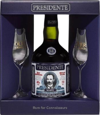 Presidente Marti Giftbox With Glasses 15yo 40% 700ml