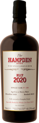 Velier Hampden Estate 2020 HLCF Lustau Single Cask No.330 Specially Bottled for Whisky Life Paris 2023 3yo 63.5% 700ml