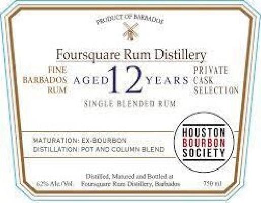 Foursquare Private Cask Selection Houston Bourbon Society 12yo 62% 750ml