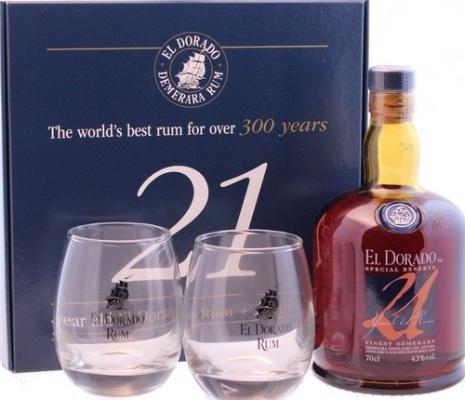 El Dorado Special Reserve Giftbox With Glasses 21yo 43% 700ml