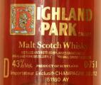 Highland Park 12yo Screen printed label Malt Scotch Whisky champagne Deutz France 43% 750ml