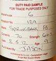Springbank 2012 Duty Paid Sample For Trade Purposes Only Fresh Bourbon Barrel 60.7% 700ml