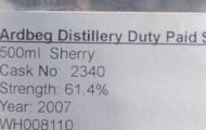 Ardbeg 2007 Duty Paid Sample Sherry 61.4% 700ml