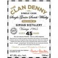 Girvan 1965 HH The Clan Denny Refill Hogshead HH 6276 47.3% 700ml