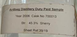 Ardbeg 2006 Duty Paid Sample Sherry 45.3% 500ml