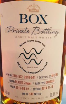 Box 2016 Oloroso 2016-522, 2016-541 Wexio Maltwhiskysallskap 59.5% 500ml