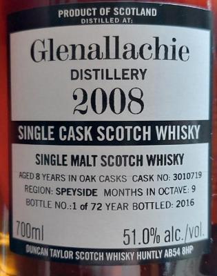 Glenallachie 2008 DT The Octave Oak octave 51% 700ml