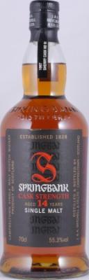 Springbank 14yo Cask Strength 98/144-2 Hanseatische Weinhandelsgesellschaft 55.3% 700ml