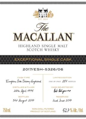 Macallan 2017 ESH-5326 06 European Oak Sherry Hogshead 52.7% 750ml
