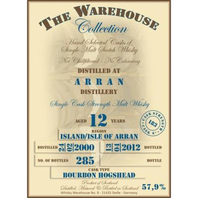 Arran 2000 WW8 The Warehouse Collection Bourbon Hogshead 183 57.9% 700ml