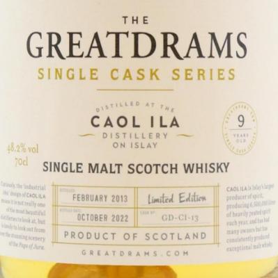 Caol Ila 2013 GtDr Single Cask Series Refill Bourbon Barrel 48.2% 700ml