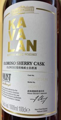 Kavalan Solist Oloroso Sherry Cask Oloroso Sherry S120622069A 59.4% 1000ml