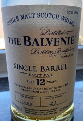 Balvenie 12yo 1st Fill Ex-Bourbon Barrel #1490 47.8% 700ml