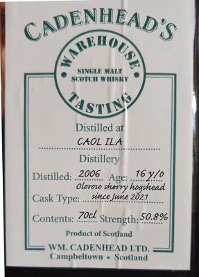 Caol Ila 2006 CA Warehouse Tasting Oloroso Sherry Hogshead Since June 2021 50.8% 700ml