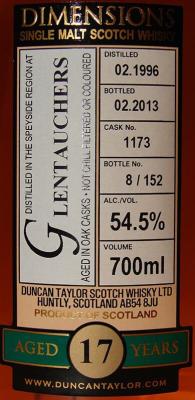 Glentauchers 1996 DT Dimensions 17yo #1173 54.5% 700ml