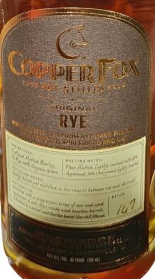 Copper Fox Original Rye 45% 750ml