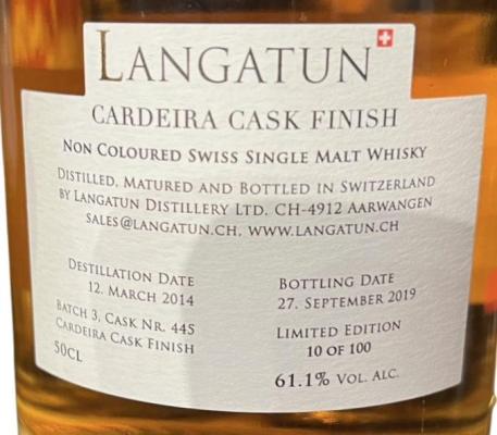 Langatun 2014 Cadeira Cask 61.1% 500ml