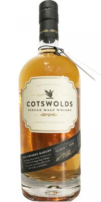 Cotswolds Distillery 2015 Odyssey Barley first fill bourbon barrels Batch 03/2019 46% 700ml