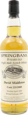 Springbank 2000 Private Bottling 225/2000 David Middleton 51.5% 700ml