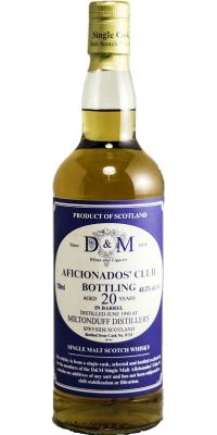 Miltonduff 1990 D&M Aficionados Club #9733 46% 750ml