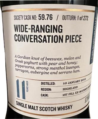 Teaninich 2012 SMWS 59.76 Wide-ranging conversation piece 1st Fill Ex-Bourbon Hogshead 57.7% 700ml