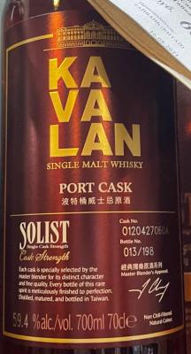 Kavalan Solist Port Cask Port O120427060A 59.4% 700ml