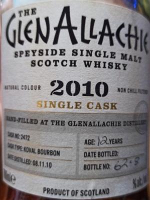 Glenallachie 2010 Handfilled at the distillery Ex Koval Bourbon Quarter Cask 62.8% 700ml