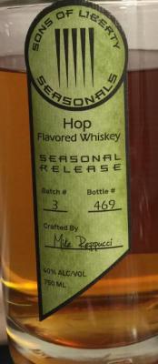 Sons of Liberty Hop Flavored Whisky Seasonal Release American Oak Barrels Batch 3 40% 750ml