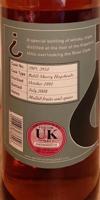 Auchentoshan 1991 GM Secret Stills 3.5 Refill Sherry Hogsheads 2905 + 2910 45% 700ml