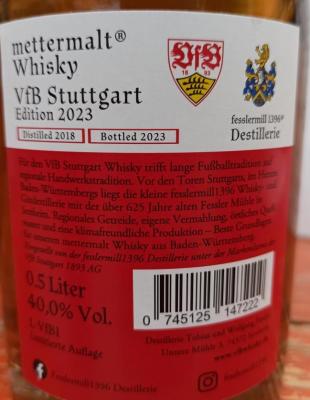mettermalt VfB Stuttgart Edition 2023 Rotweinfass Finish 1yo Lemberger VfB Stuttgart 40% 500ml